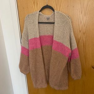 Aerie Wool Mohair Blend Relaxed Fit Open Front Cardigan